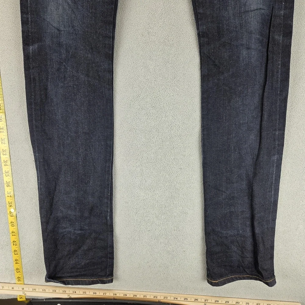 Naked &‎ Famous Jeans Mens 30x37 Blue Selvedge Skinny Guy Stretch Button Fly